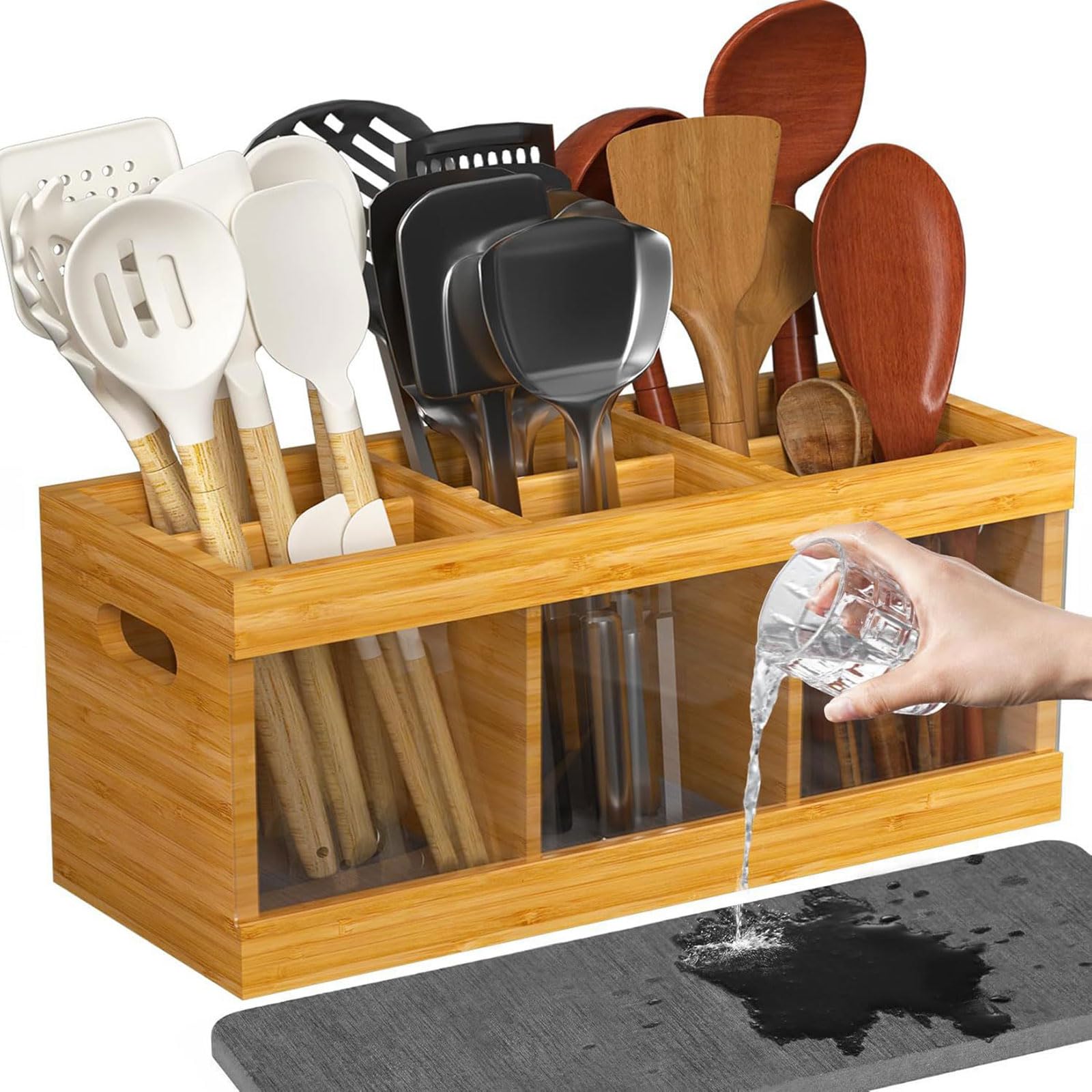 Tsophreniq Spacious Wood Holder for Kitchen Items with Detachable Farmhouse Fashion Storage Rack Drying Stone Kitchen Accessory