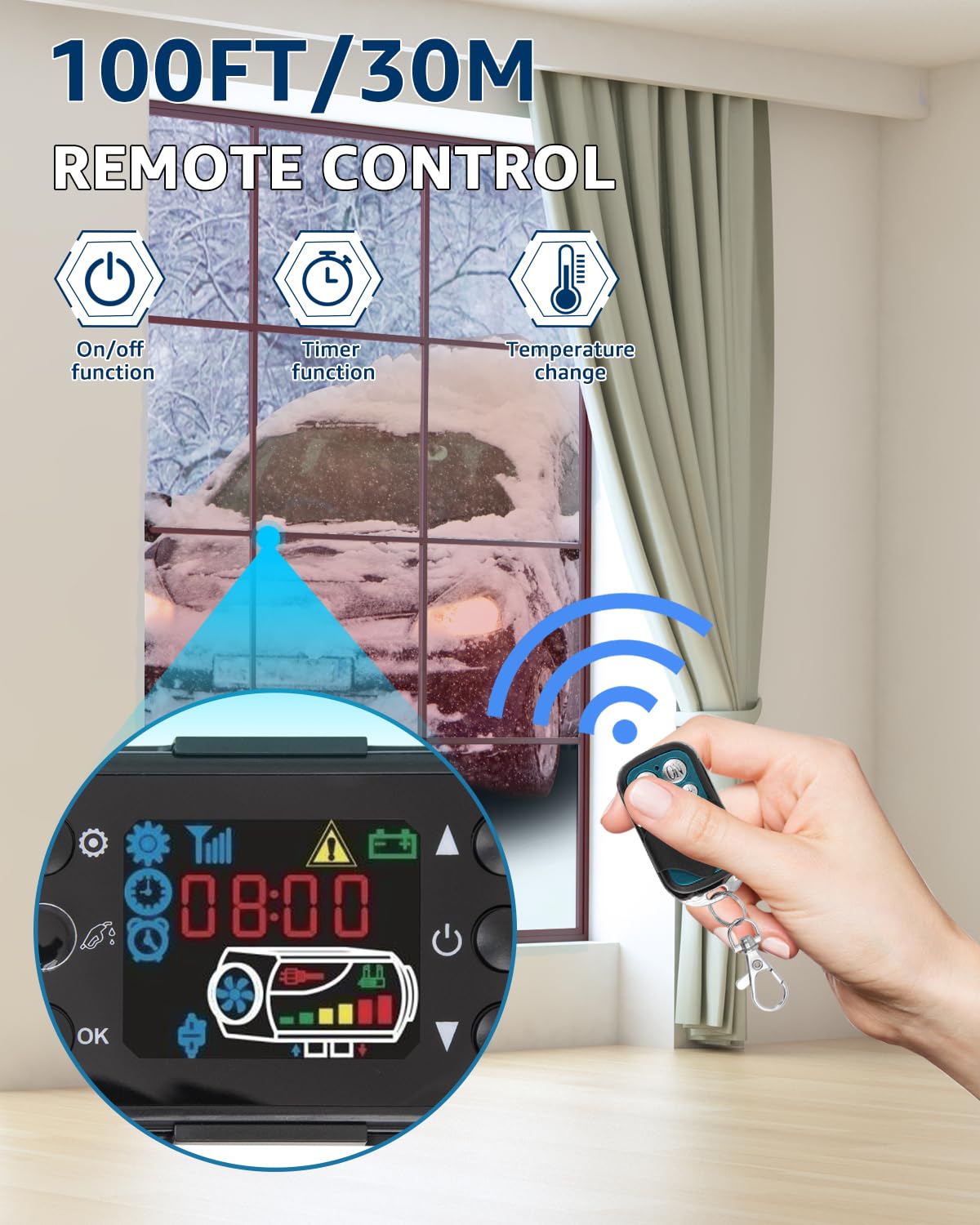 Calefactor de aire diésel de 12 V y 8 kW con control remoto y monitor LCD, bajo nivel de ruido, calentamiento rápido, calefactor de estacionamiento, para automóviles, camiones, barcos, autobuses, au