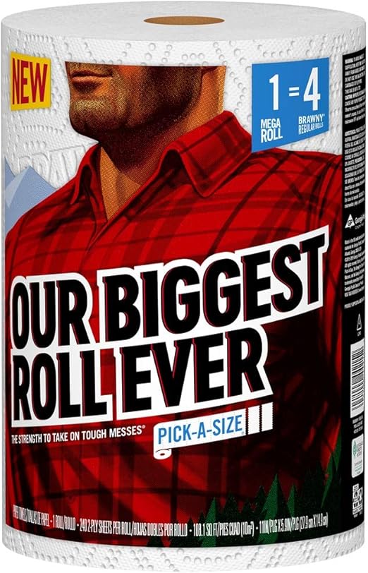 Brawny® Pick-A-Size® Paper Towels, 1 Mega Roll = 4 Regular Rolls