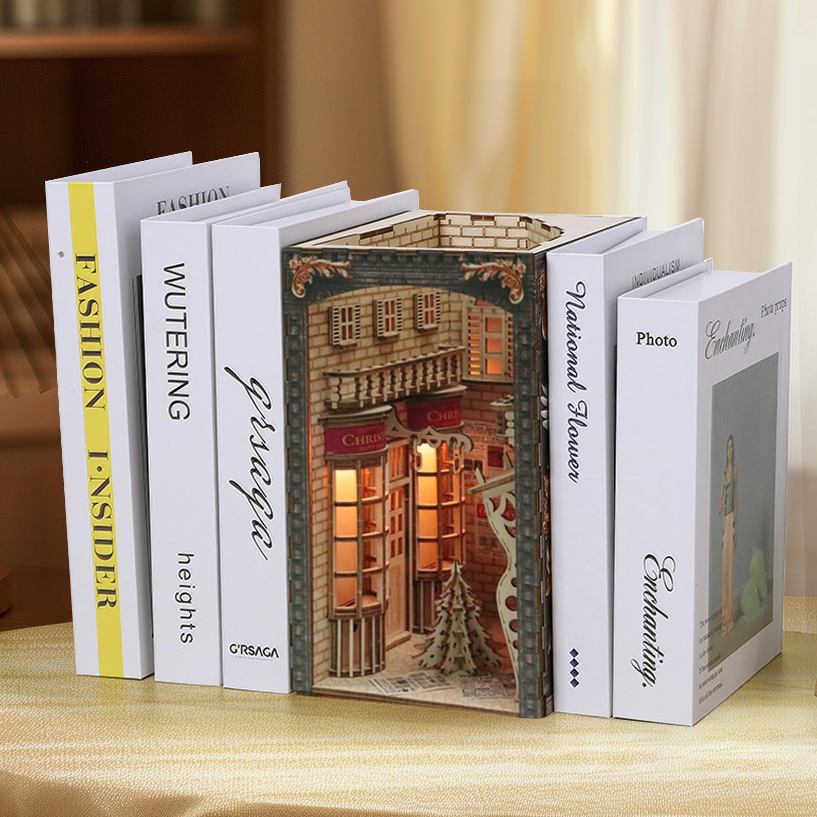 Auveach 3D Holzpuzzle „Magic Street Lane“ – 169 Teile Mit LED-Beleuchtung – Booknook Deko & Geschenk