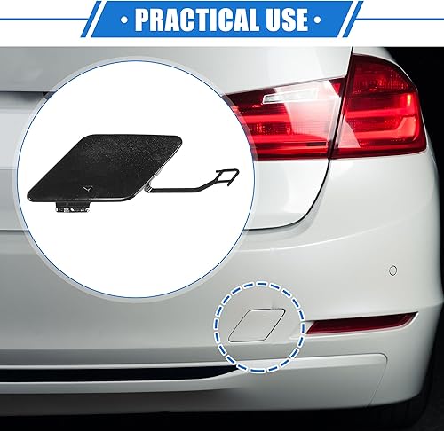 Miniatura 2 de Tapa para gancho de remolque de automóvil, compatible con BMW Serie 3 335i 328i Base Sedan 2012-2015, parachoques trasero negro de plástico duradero