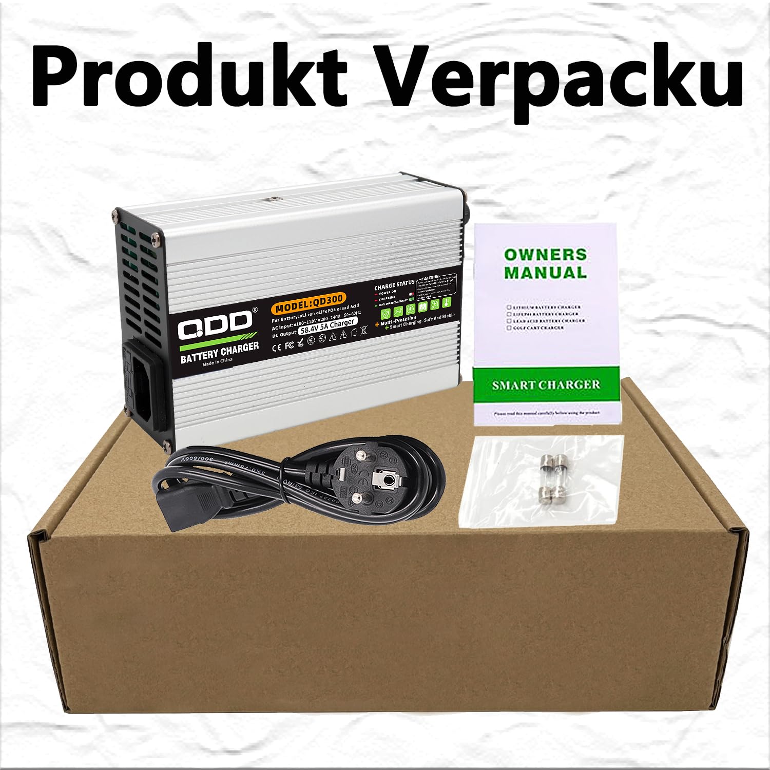 QDD Caricabatterie 58,4 V 5 A 58,4 V LiFePO4 Caricabatterie DC C13 N+ Connettore L per batteria LiFePO4 16S 48 V LiFePO4
