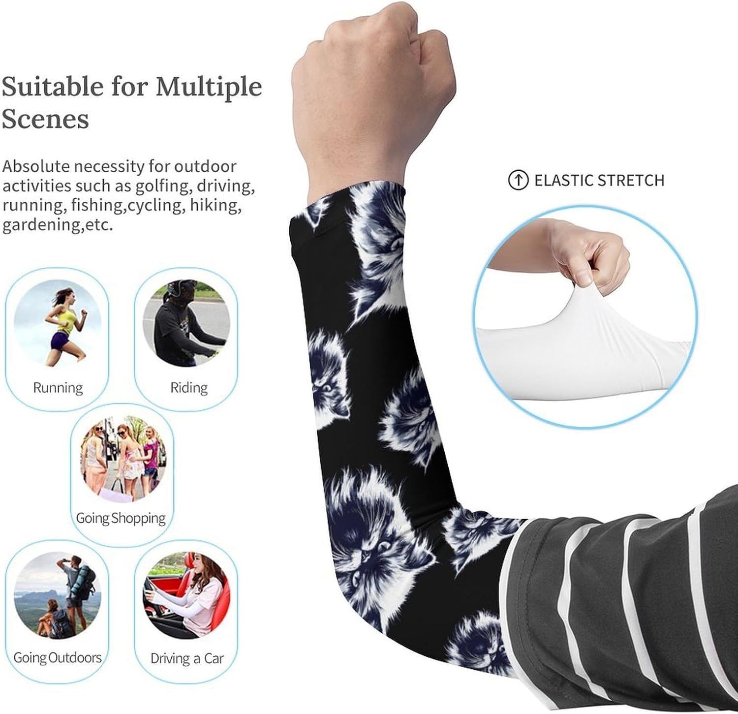 Angry Persian Cat Arm Sleeves Cooling Sun Protection Sports Compression for Golf Basketball