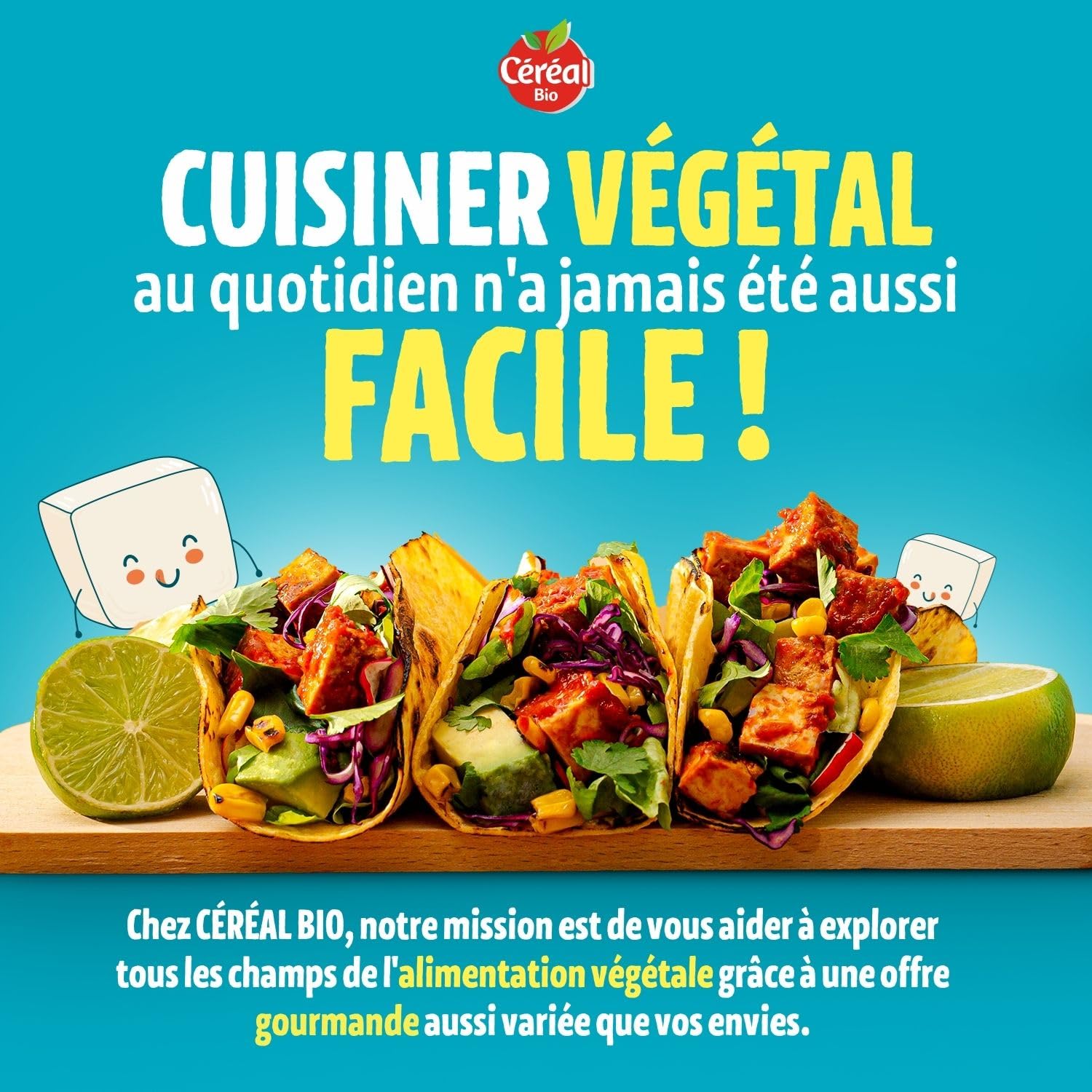 CÉRÉAL BIO – Tofu Fumé Bio – Riche en Protéines – Fabriqué en France – Alternative Végétale – Nutri-Score A – 200 g