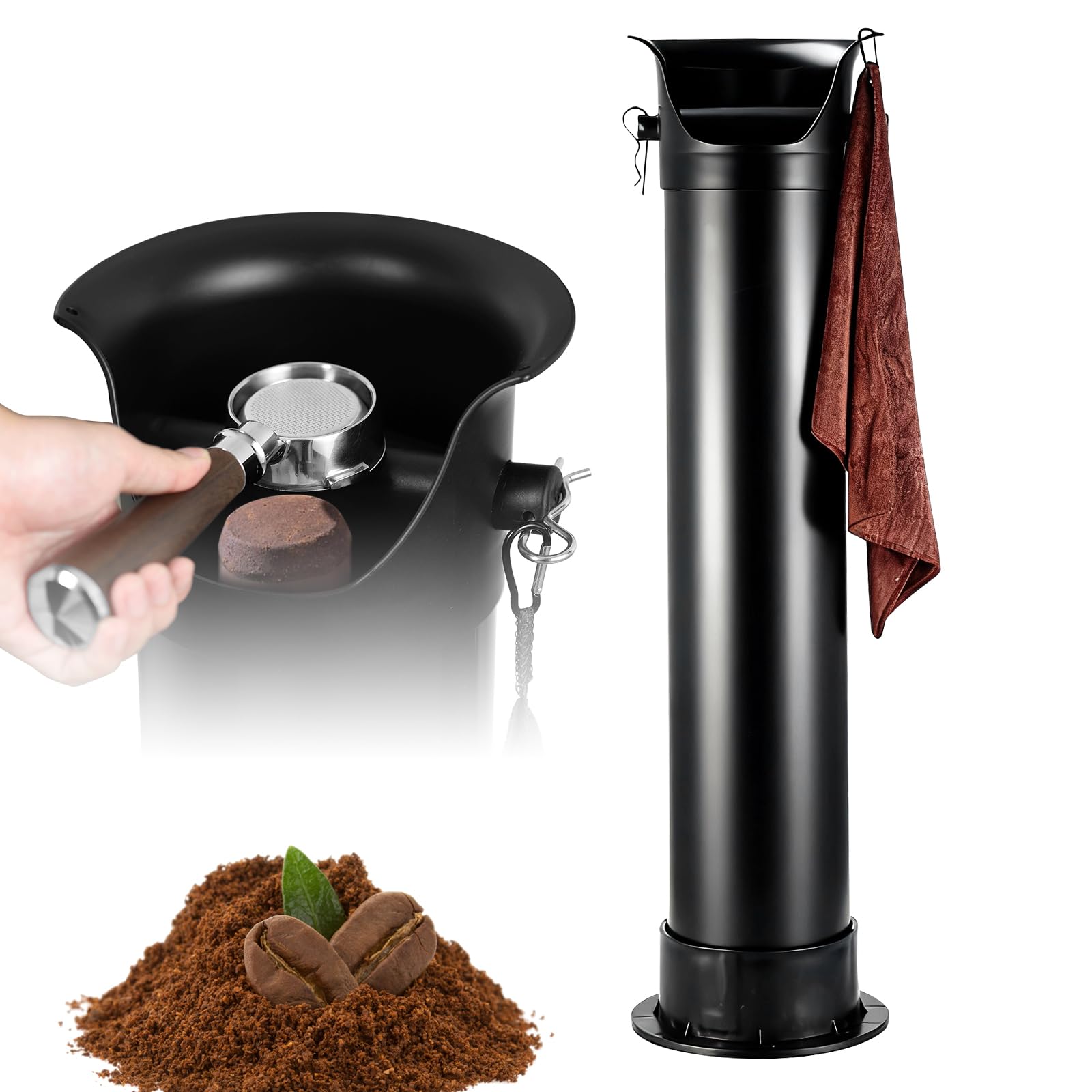 Caja para café con gancho y toalla, recipiente para café espresso con gran capacidad (22,4 x 21,3 x 85,9 cm), para restaurantes, cafés y bares