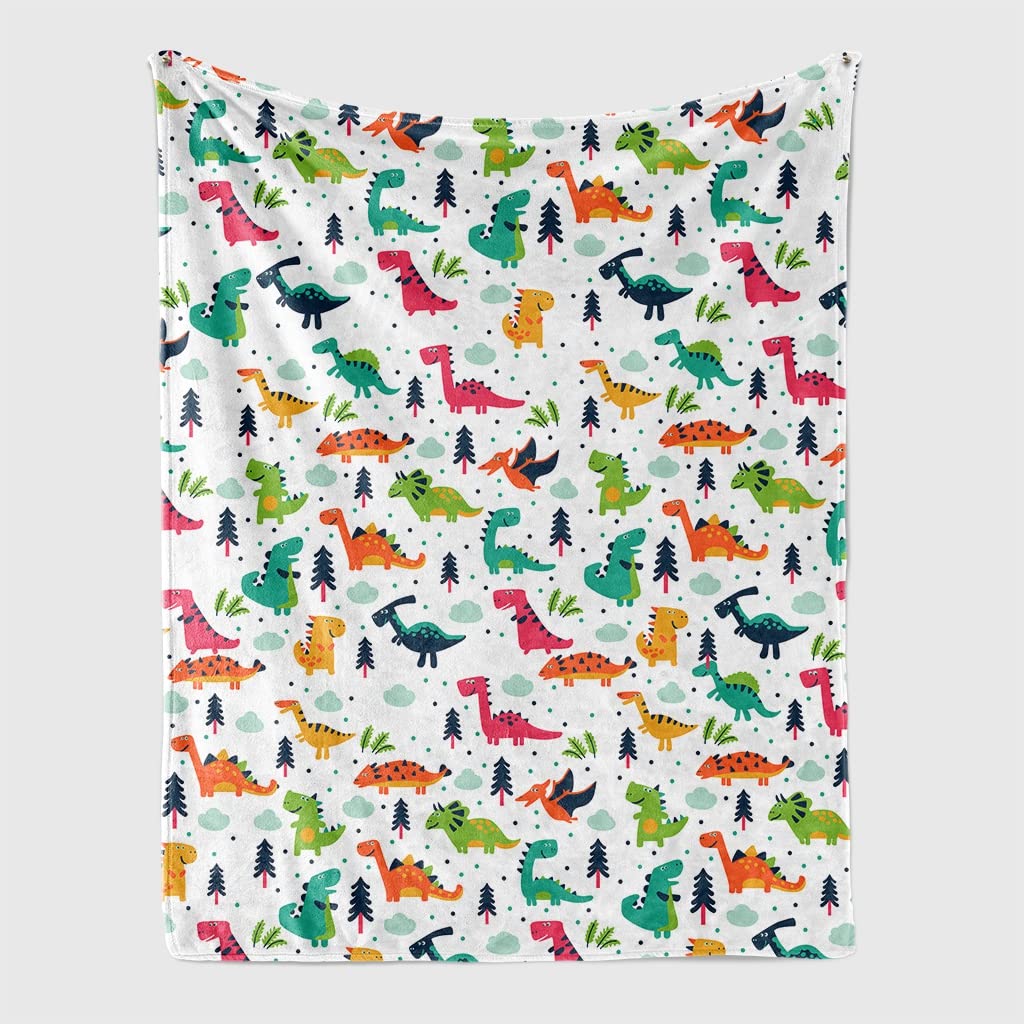 Dinosaurier Kuscheldecke, Kuscheldecke Kinder Dinosaurier, Sanft Flanell Weich Fleecedecke, Kinder Kuscheldecke, Mikrofaser Couchdecke,Dinosaurier Decke Geschenke (Weißer Dinosaurier, 150 x 200 cm)