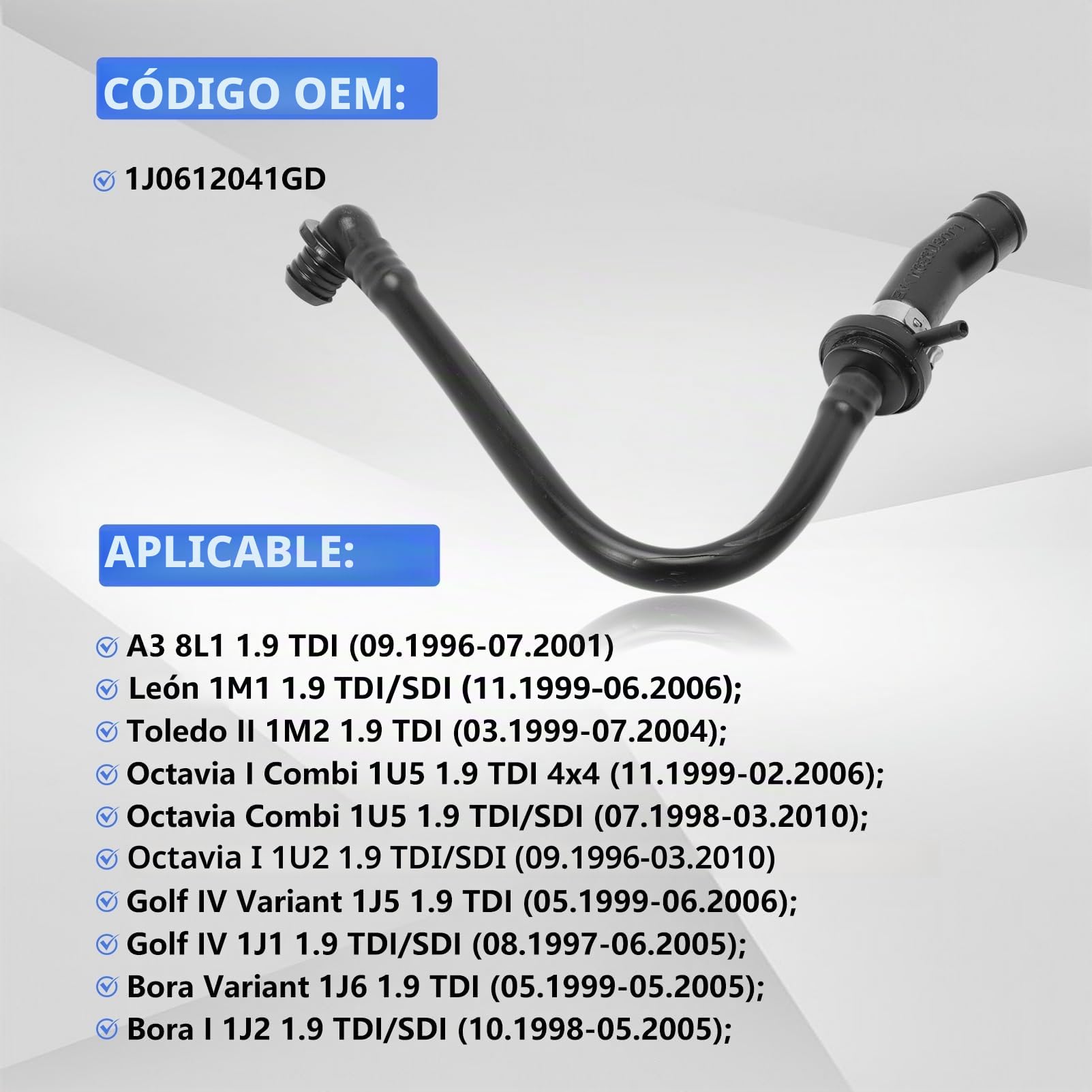Freno Refuerzo Vacío Manguera para Audi A3 8L1 1.9 TDI für V.W Golf 4 Skoda Octavia Seat Leon 1.9 Tdi Sdi 1J0612041G Mangueras Freno 1J0612041GD