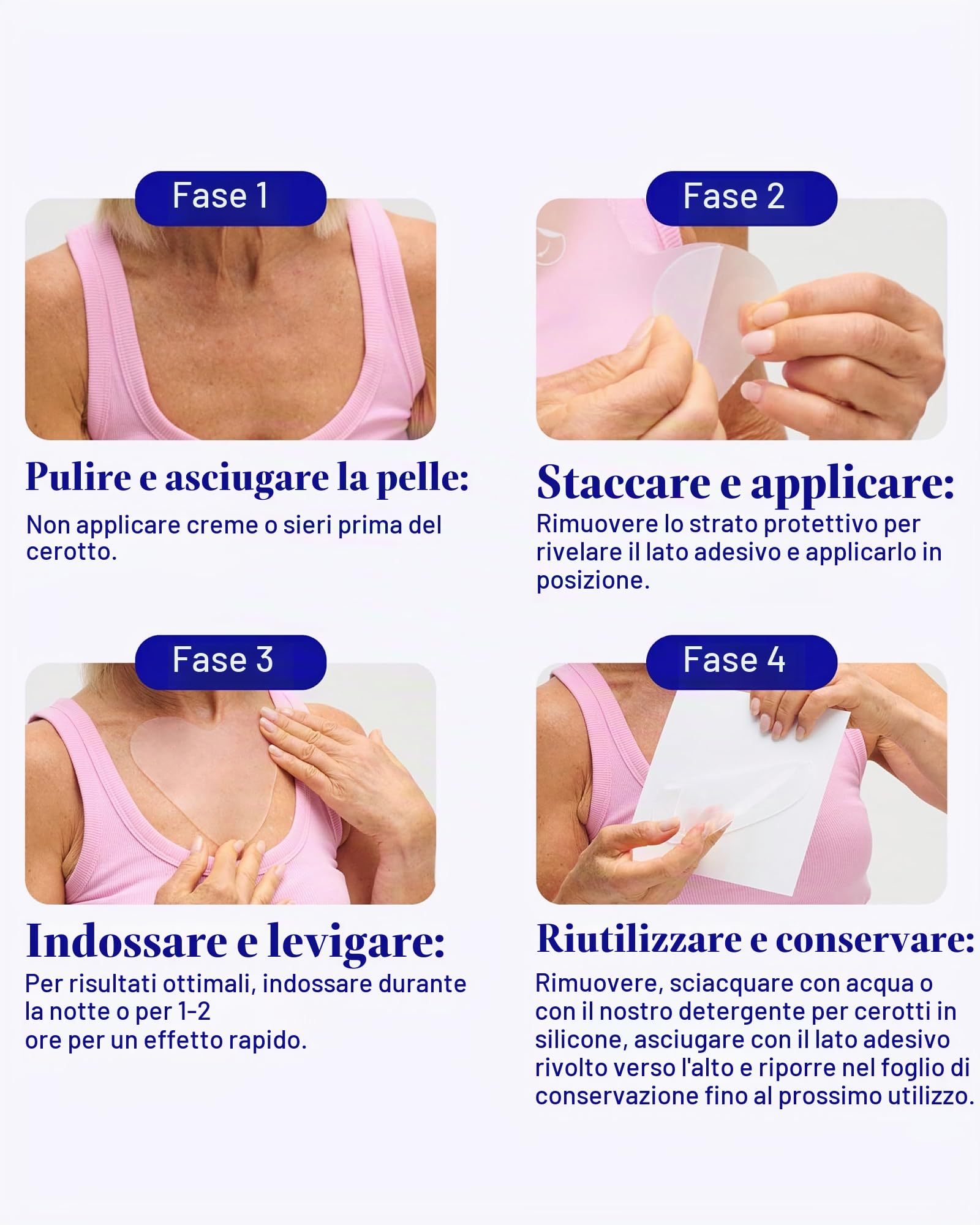 Wrinkles Schminkles - Patch antirughe per il petto, trasparenti