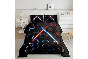 Star Wars Bedding Twin: Neon Red Blue Lightsaber Bedding Set
