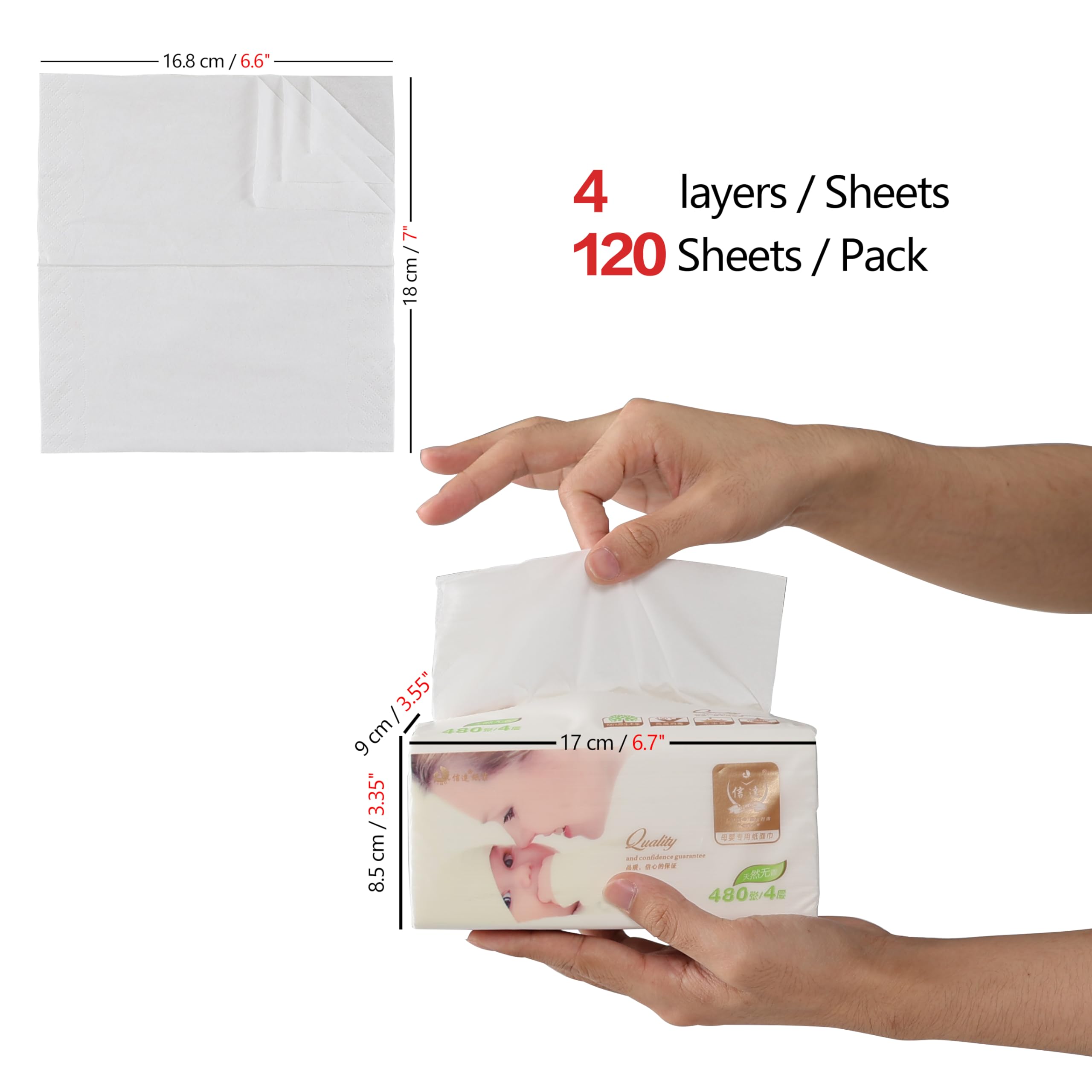 Drephia 40-Pack Soft Facial Tissues, 4-ply White Facial Paper Tissue, 120 Sheets Per Pack