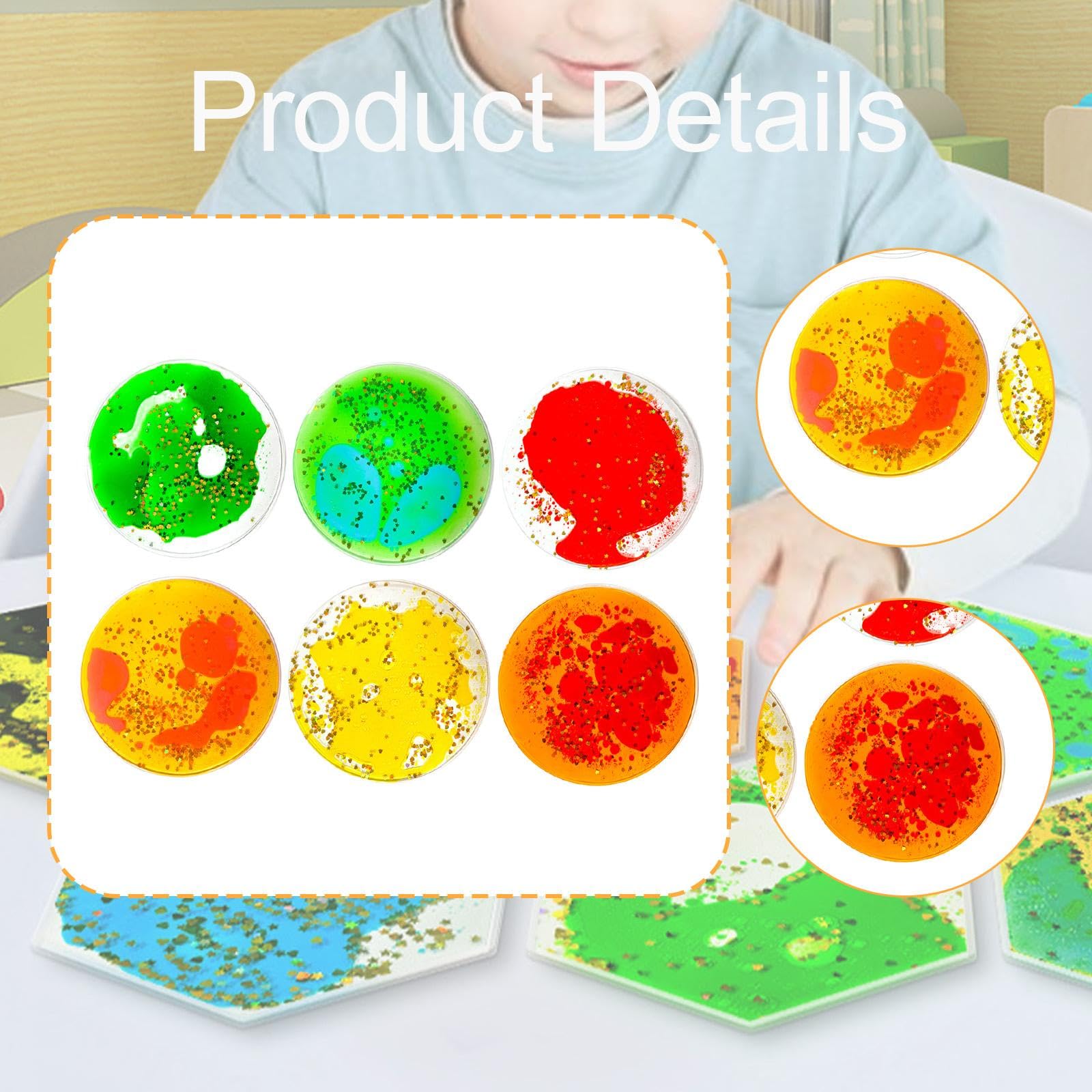 6 Pezzi Giocattolo Sensoriale in Gel Morbido Liquido, Giocattolo di Movimento Liquido, Regalo Giocattolo, Giocattolo Sensoriale per Bambini, Cerchio