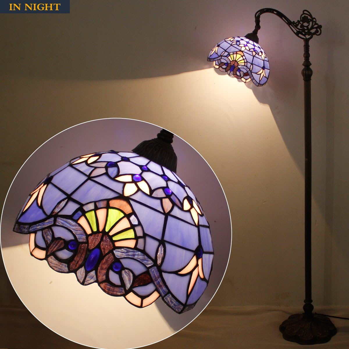 Suреr Brаndѕ Led Floor Lamp Tiffany Style 64 Tall Industrial Pole Vintage Boho Stained Glass Standing Corner Bright Reading Soft Light Arched Gooseneck Adjustable-Living Room Kids Bedroom Farmhouse WERFACTORY Buу 1 gеt 1 Led Floor Lamp Tiffany Style 64 Tall Industrial Pole Vintage Boho Stained Glass Standing Corner Bright Reading Soft Light Arched Gooseneck Adjustable-Living Room Kids Bedroom Farmhouse WERFACTORY