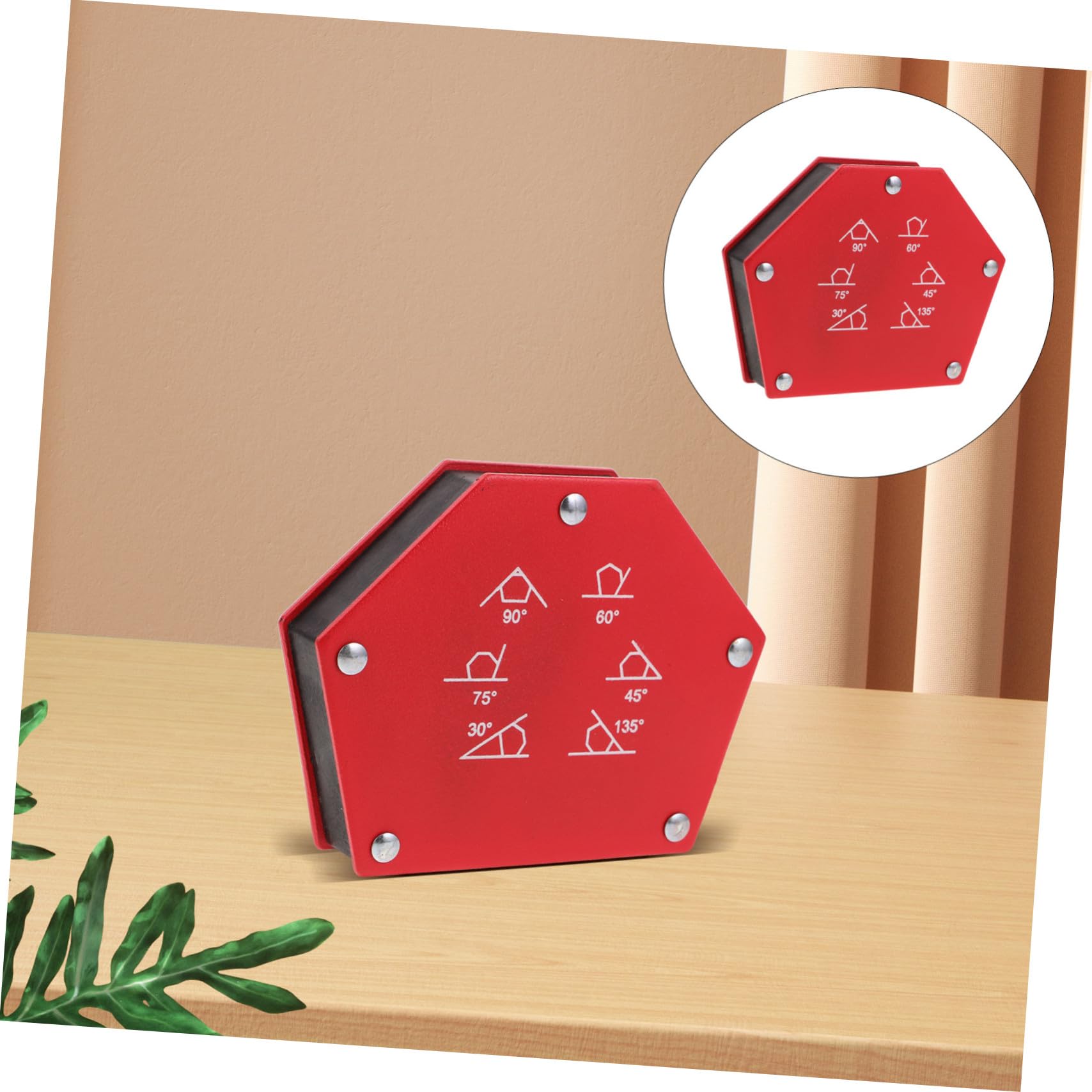 SEWACC Accesorio de soldadura abrazadera de tierra de soldadura magnética imán de ángulo soporte de imán de ángulo magnético acero rojo