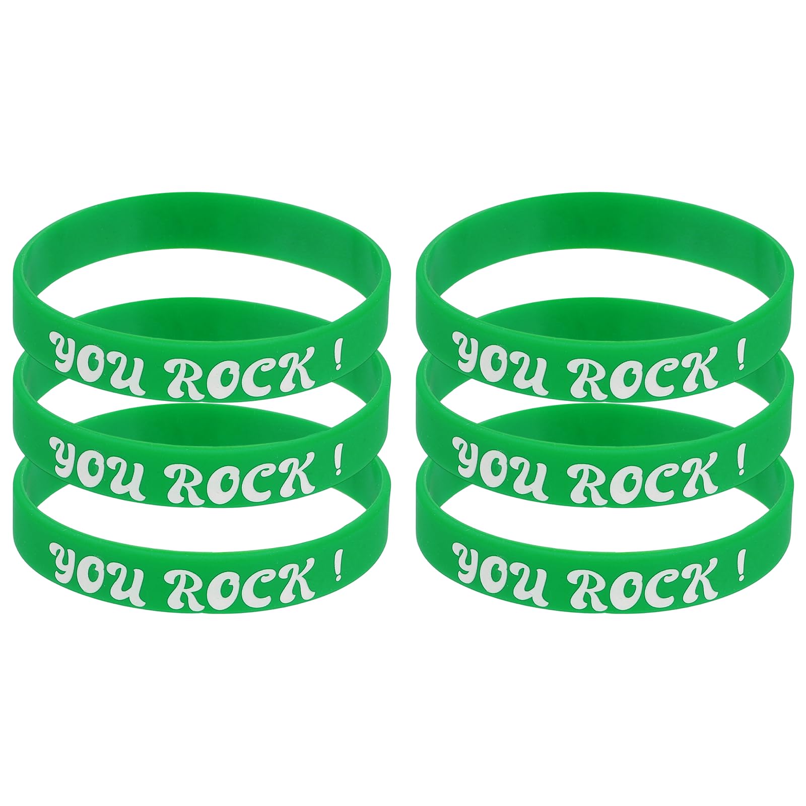 PATIKIL 6Pcs You Rock Motivational Wristbands, Personalized Bands with Text Silicone Wristbands Custom Rubber Bracelets for for Fitness Workouts Exercise Basketball, Green