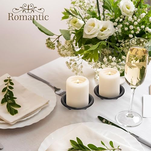 Miniatura 2 de 4 portavelas de hierro negro Portavelas decorativo de hierro para velas LED y de cera, conos de incienso, ideal para spa, bodas, cenas a la luz de