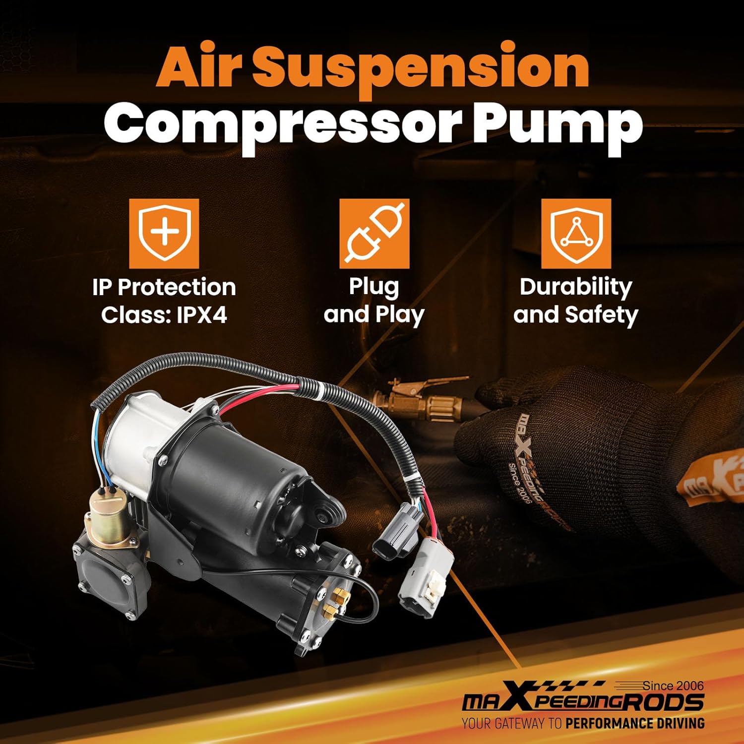 maXpeedingrods Air Suspension Compressor Pump for Land Rover Discovery LR3 3 2004-2009 LR4 4 2010-2014 Sport 2005-2009 LR023964 LR015303 LR011837 LR01280