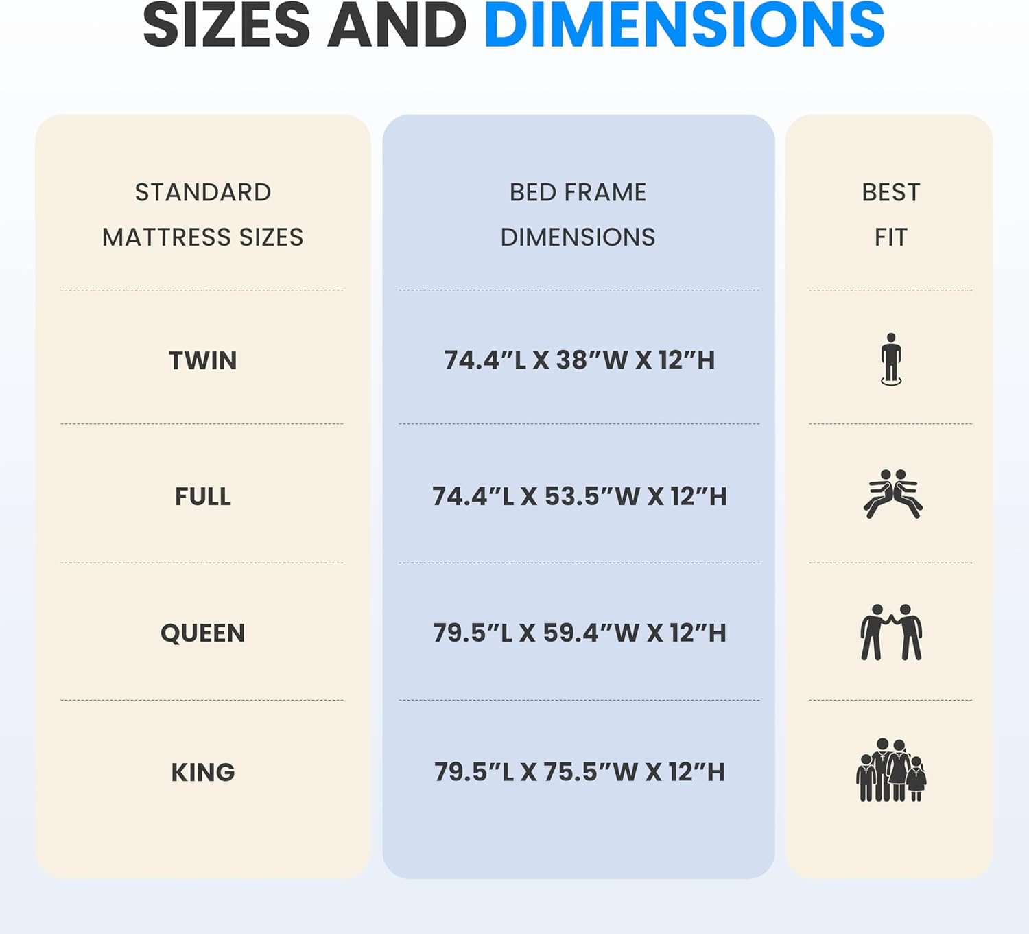 Simple Deluxe King Size Wood Bed Frame, 12 Inch Wooden Platform Bed with Support Slats, No Springs Required, Storage Space Under The Durable Bed Frame, Natural Pine