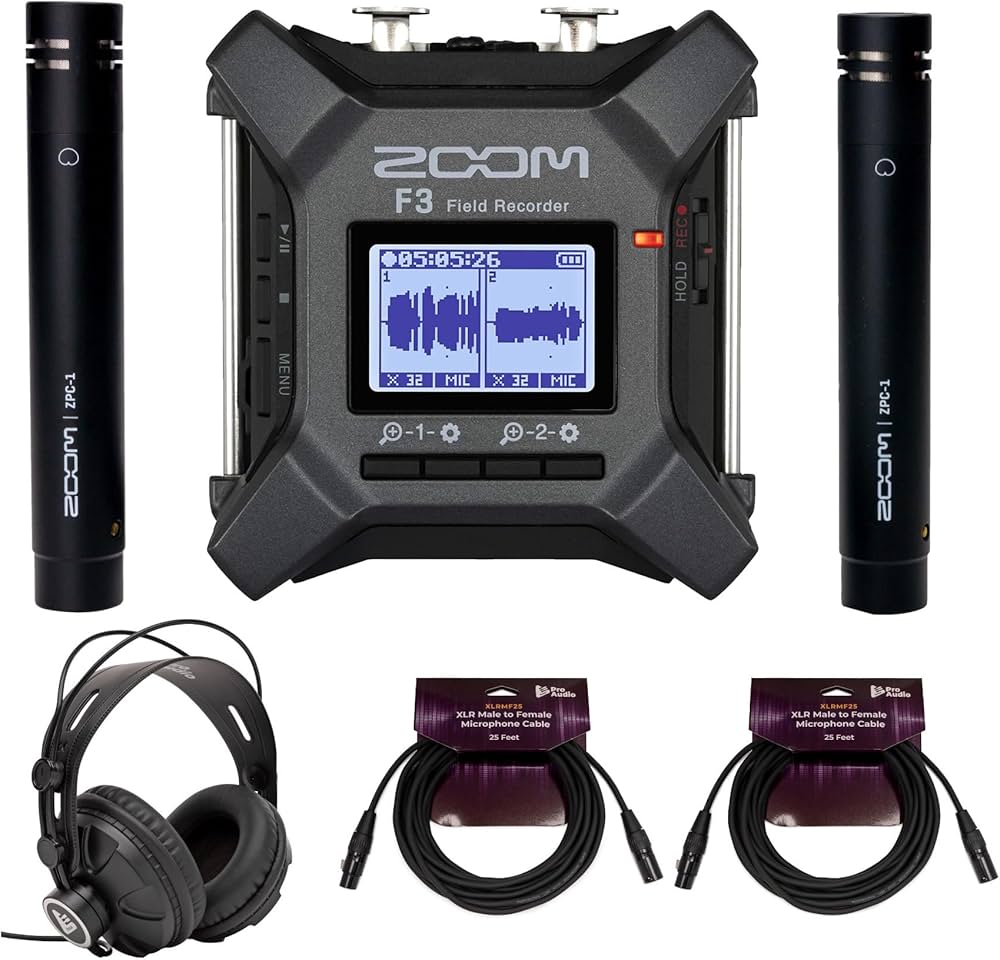 Zoom F3 Digital Multitrack Field Recorder Bundle with Zoom ZPC-1