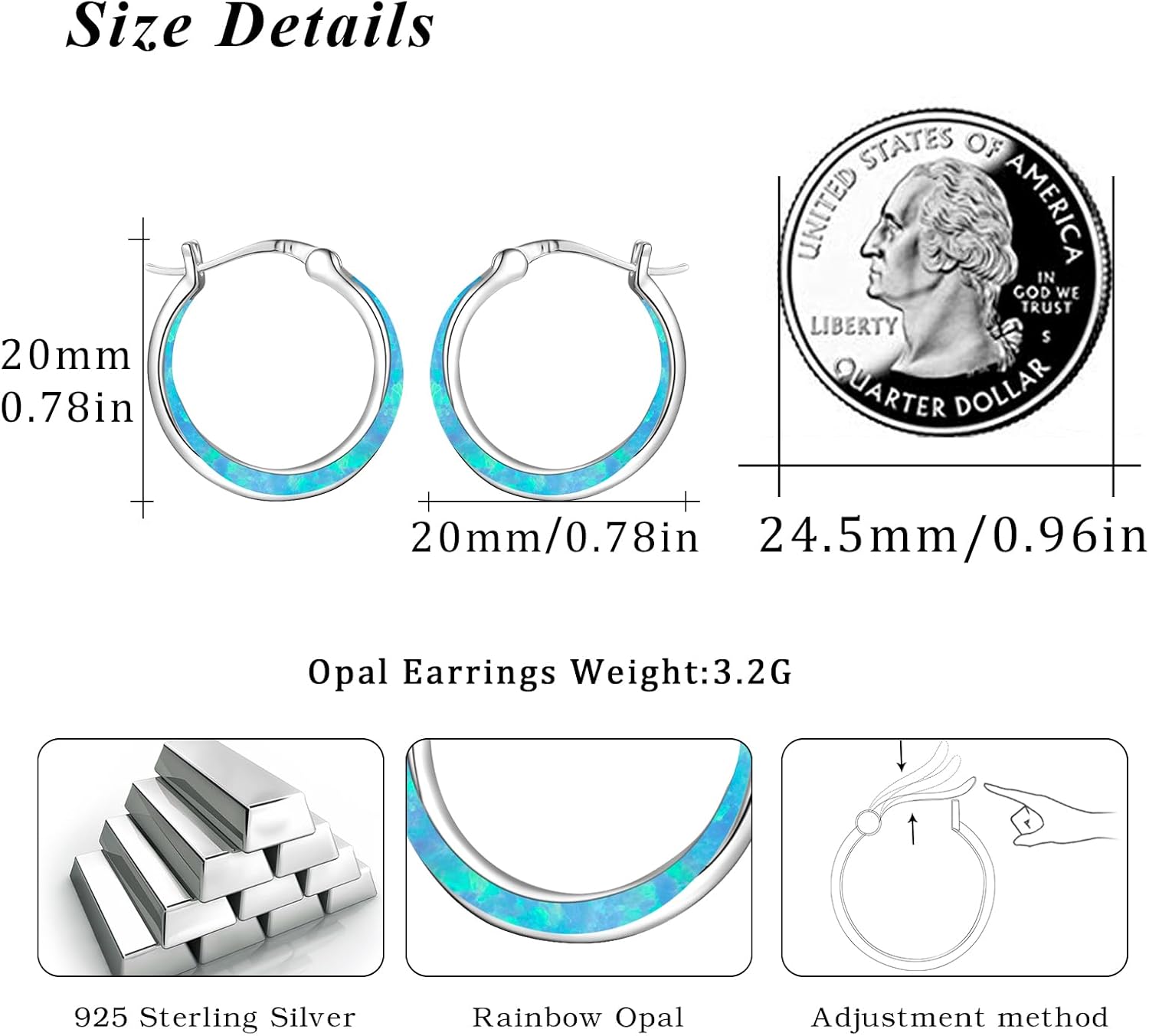 925 Sterling Silver Hypoallergenic Huggie Hoop Earrings Exquisite Small Opal Huggie Hoop Earrings with Cubic Zirconia Jewelry for Women Mom - Image 5