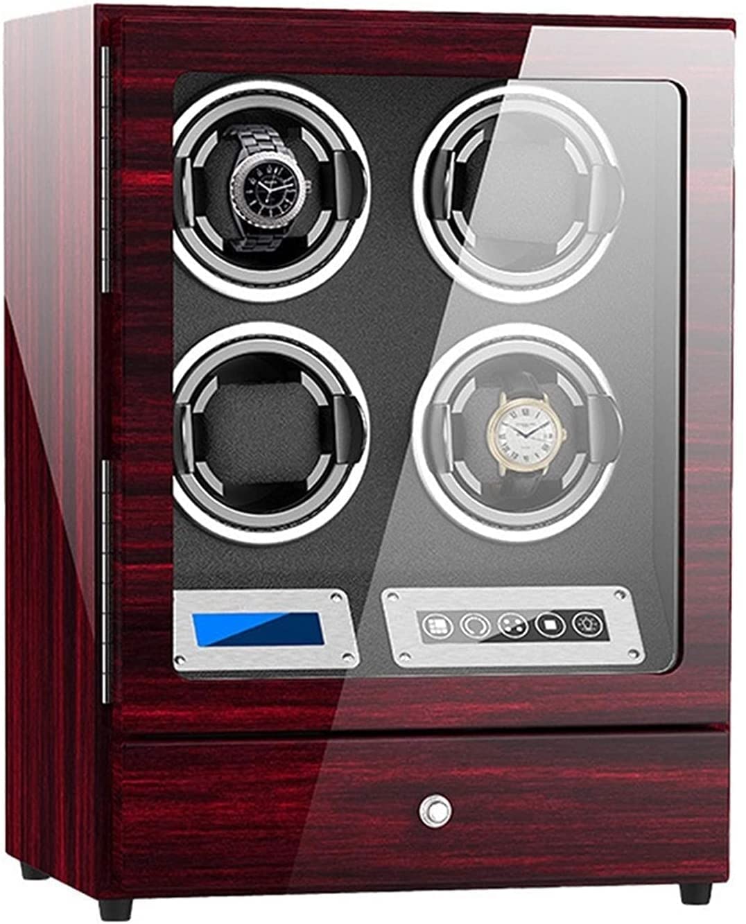 CGCSYZ Automatic Watch Winder Wooden Watch Storage Box LCD Touch Screen Piano Paint Exterior Quiet Motor LED Illumination (Red 9+2)