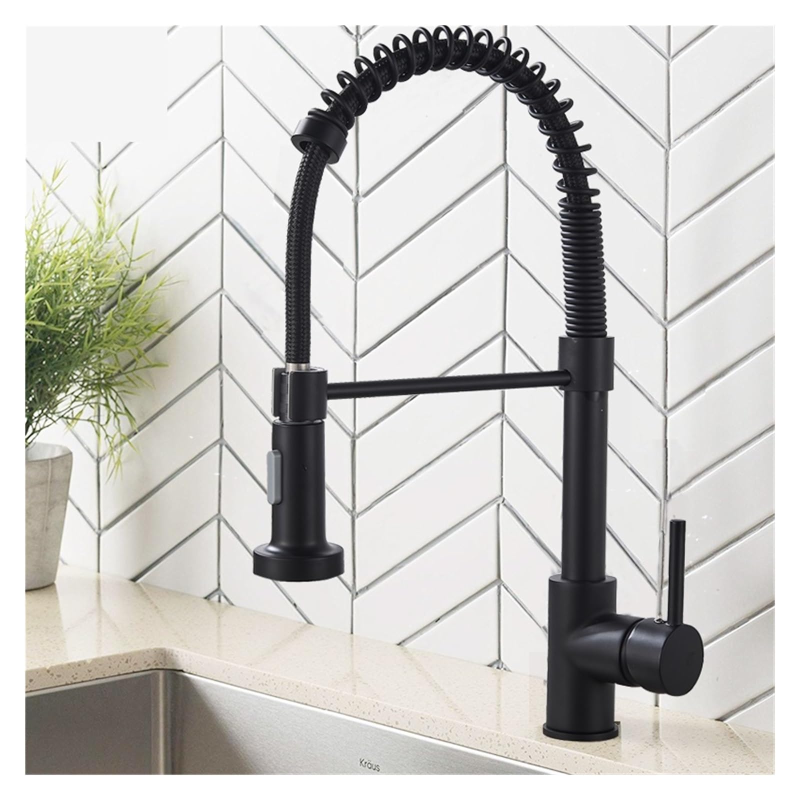 Grifo de Cocina extraíble, Monomando, rotación de 360 Grados, Color Negro Mate