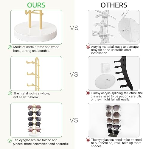 Miniatura 6 de Mkono Organizador de Gafas de Sol Soporte para Gafas Estante de Almacenamiento de Gafas de Sol Perchero para Anteojos Marco de Metal con Base de