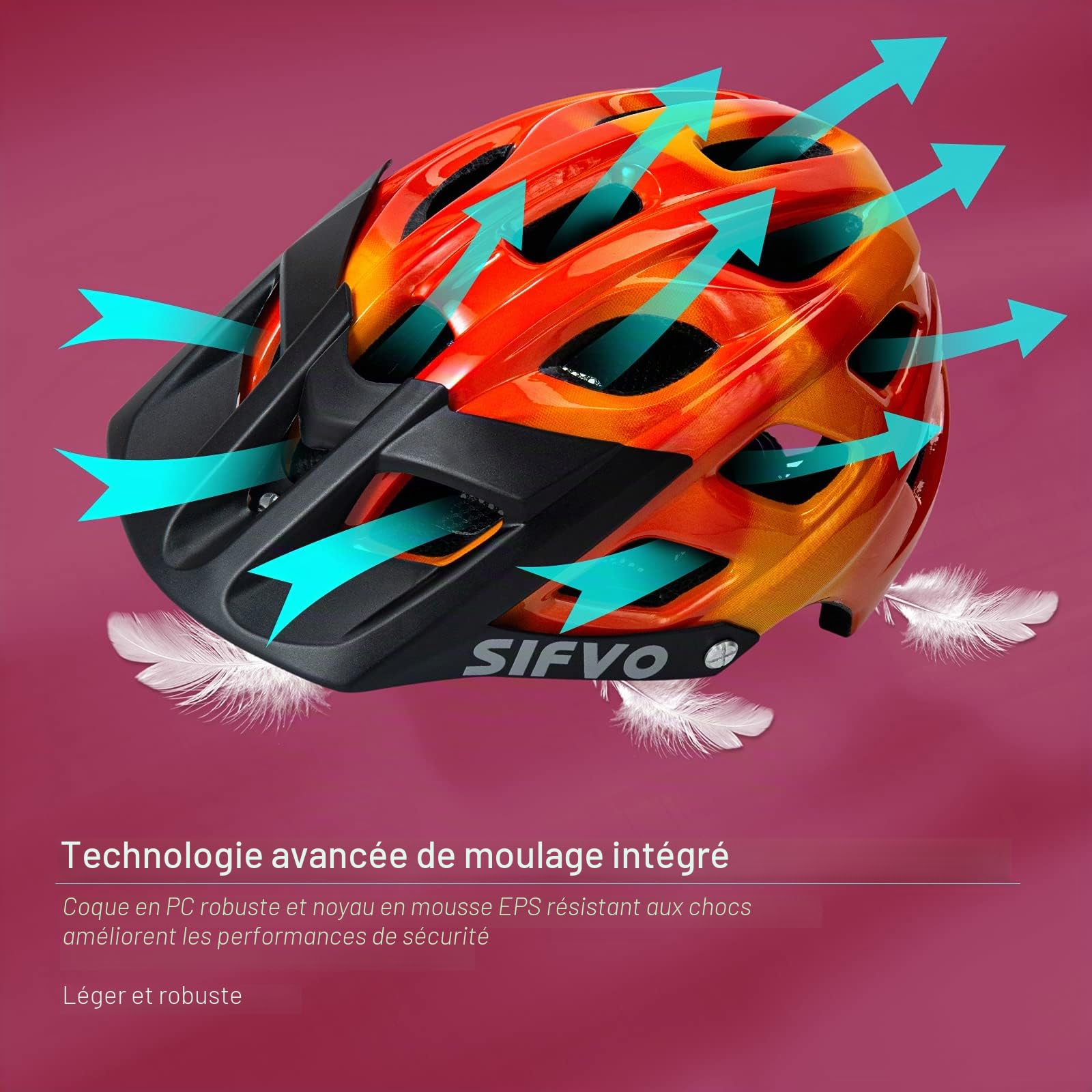 SIFVO Casque Velo Enfant Casque Vélo pour Enfants Garçons et Filles 8+ Ans, Casques de Vélo Enfants Casque Vélo Enfant avec Visière Amovible, 52-58cm