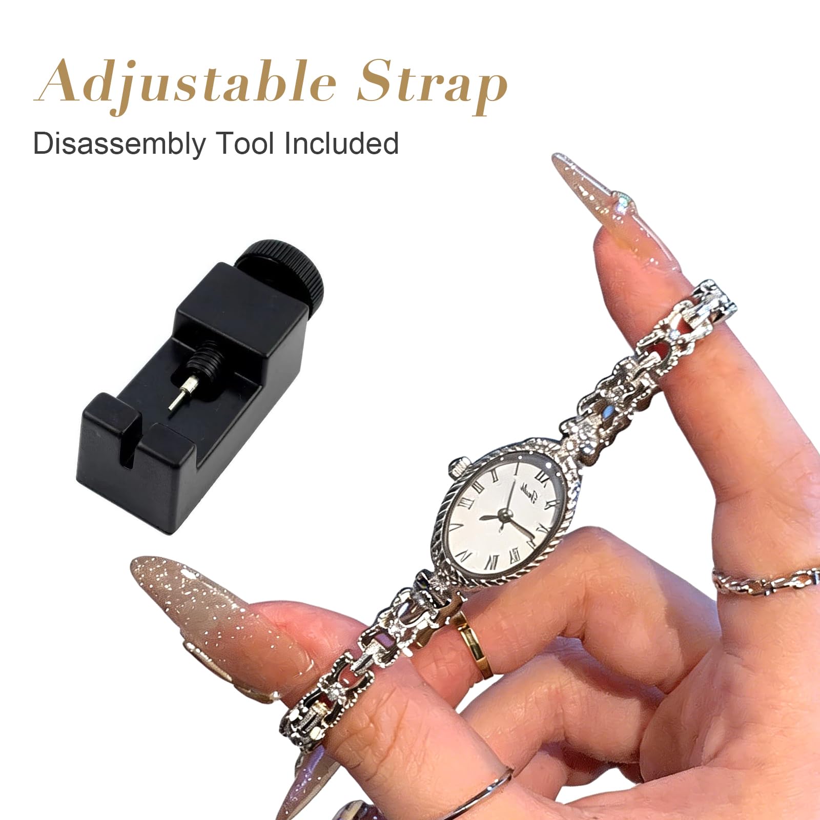 eYotto Zierliche Uhren für Damen, zierliche, ovale Armbanduhr mit schmalen Diamanten, leicht ablesbar, kleine analoge Quarzuhr, wasserabweisend, verstellbares Armband, Armbanduhr für Mutter und Frau