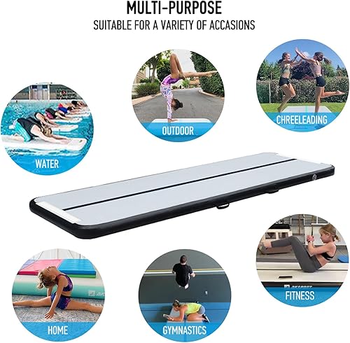 Miniatura 6 de Aksport Colchoneta inflable de gimnasia, con bomba de aire, para uso doméstico, gimnasio, entrenamiento, animadoras, parkour, playa, parque, agua