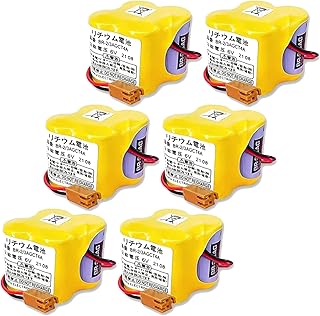 •［6-Pack］BR-2/3AGCT4A 6V Battery for Fanuc A98L-0031-0025 Lithium Battery for CNC Machine (Brown Plug),4400mAh