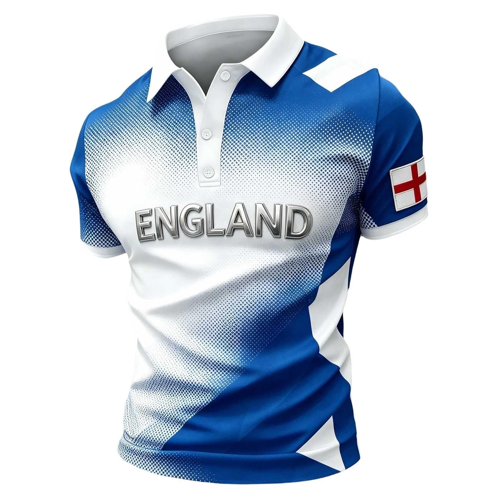 England Football Shirt 2026 Short Sleeve Polo Shirt with England Flag Design for Soccer Fans Comfortable Fit for Everyday Wear and Matches