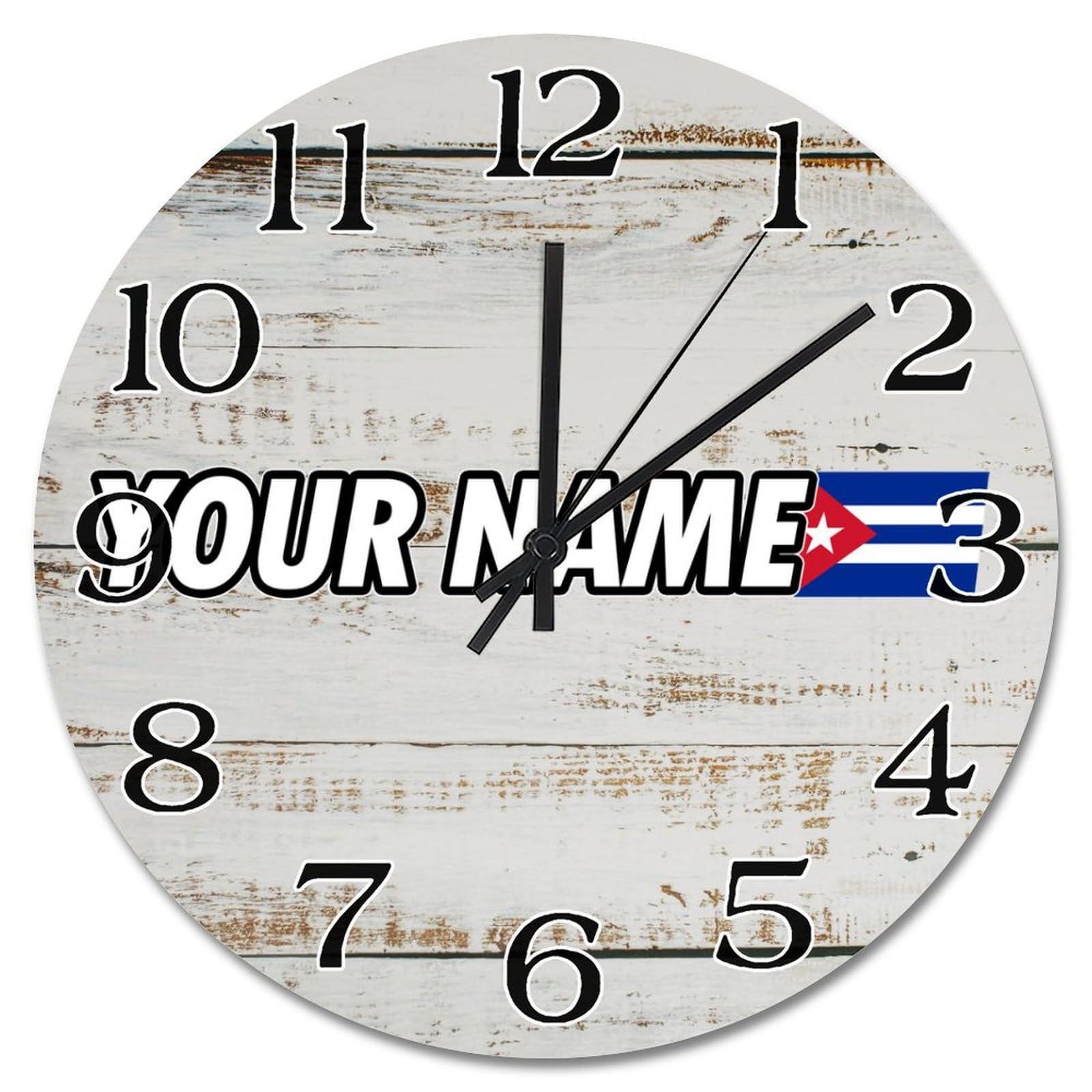 Horloge murale Cuba 25,4 cm sans tic-tac pour déco murale salon