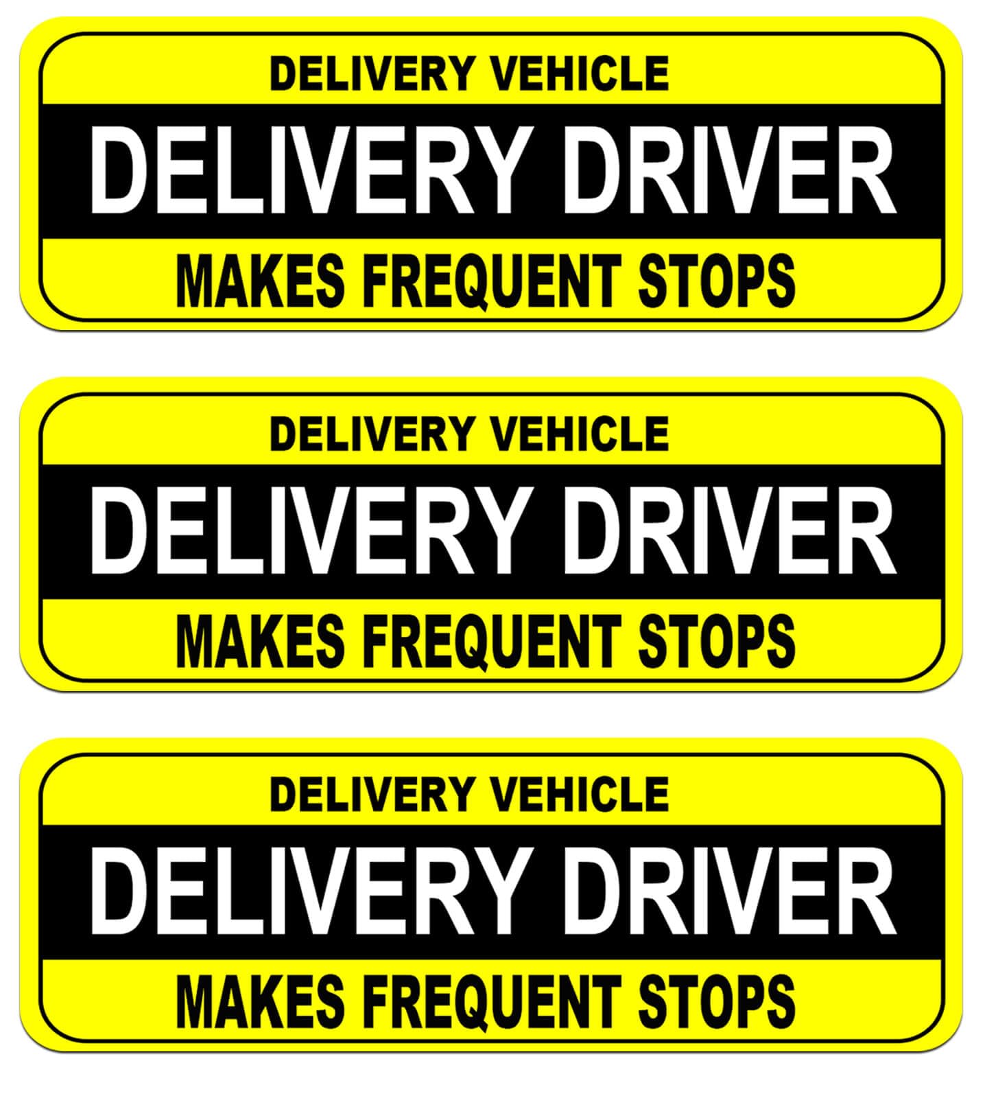 Delivery Driver Magnet for Car - 3-Pack Caution Frequent Stops Removable Set - Reflective Delivery Magnetic Car Door Sign - Weather-Resistant 11.8 x 4 inch (Delivery Driver yellow 3 pack)