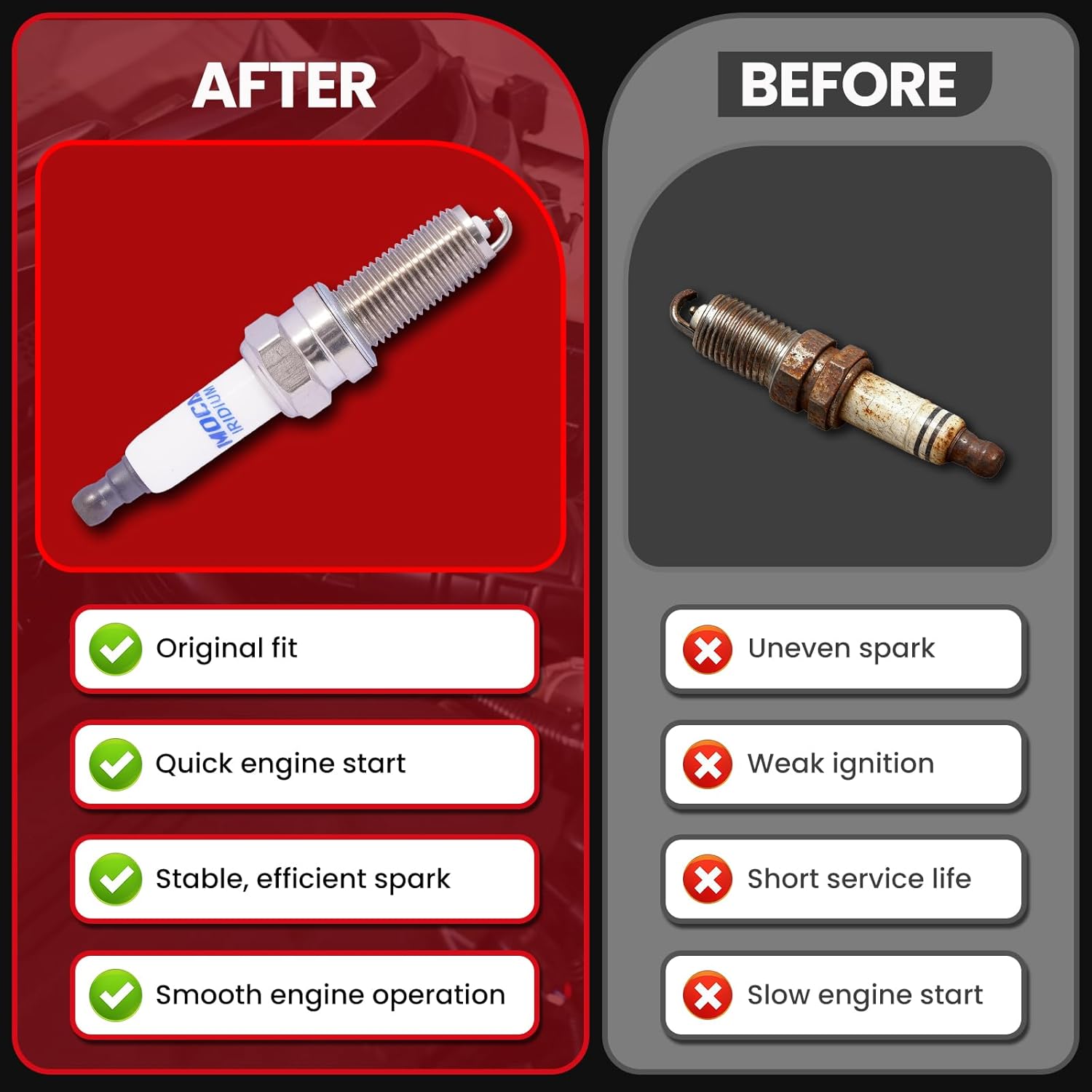 MOCA YR7MPP33 Pack of 6 Spark Plugs fits For Mercedes-Benz 2006-2007 C230 2.5L, 2006-2007 C280 3.0L, For Dodge 2007-2008 Sprinter 2500 3.5L, For Freightliner 2007-2008 Sprinter 2500 3.5L, And More