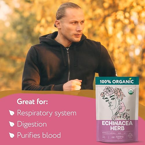 Miniatura 5 de Zhivana Organics - Té de equinácea orgánico 10 onzas, hierba de Echinacea Purpurea en hoja suelta, orgánica, té para fortalecer las defensas del