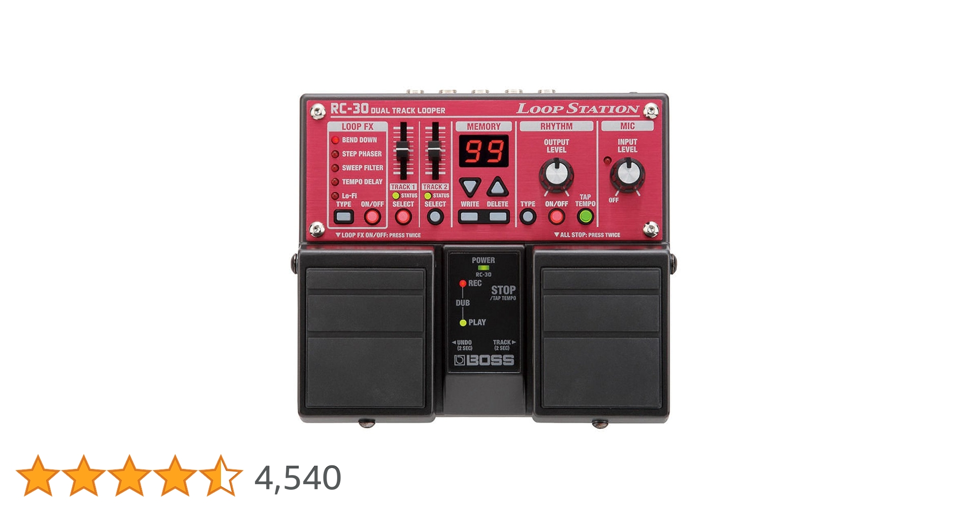 BOSS Loop Station Twin Guitar Pedal, USB, (RC-30) (RC-30