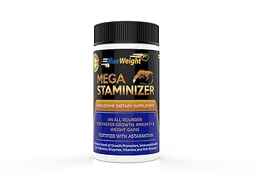 Blueweight The Essential Aqua Probiotics Advanced All-Natural Formula for Strong Immunity and Quick Weight Gains Shrimp Feed Probiotic Mega Staminizer, 500 g