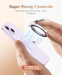 GVIEWIN Magnetic Phone Ring Holder, Compatible with MagSafe Phone Grip, Adjustable Stand, Kickstand for iPhone 16 Pro Max/Plus/15/14/13/12 Series, Other Phones (Glitter/Purple)