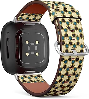 CJBROES Replacement Leather Watch Band, Compatible with Fitbit Versa 3 and Fitbit Sense of Wristband Bracelet Accessory - Moroccan-Grunge-Texture