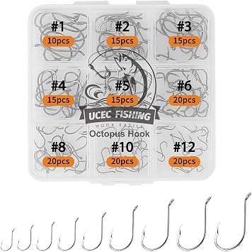 UCEC Octopus Hooks Saltwater Freshwater Small Fishing Hooks Hook Set