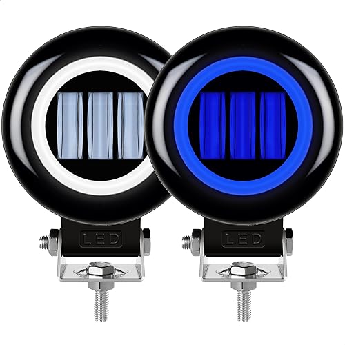 Luz LED de trabajo de 5 pulgadas, 30 W, haz de inundación LED blanco para automóvil, 4x4, todoterreno, camión, ATV 12V 24V, ojos de ángel, rojo,