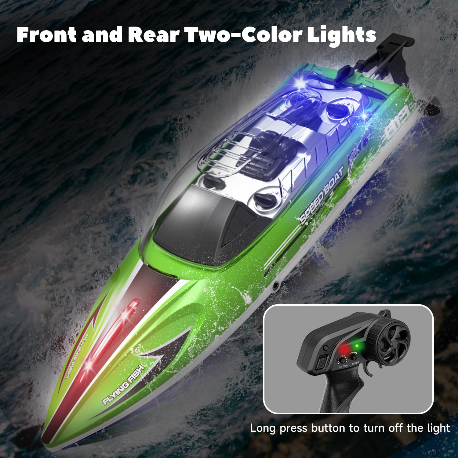 PENGBU RC Zdalnie sterowana łódź od 6 do 8 lat, 1:16 RC Boot zdalnie sterowana 28 km/h, Speedboot z pilotem zdalnego sterowania, dla dzieci od 6 do 8 lat, zabawka basenowa z 2 akumulatorami, podwójna