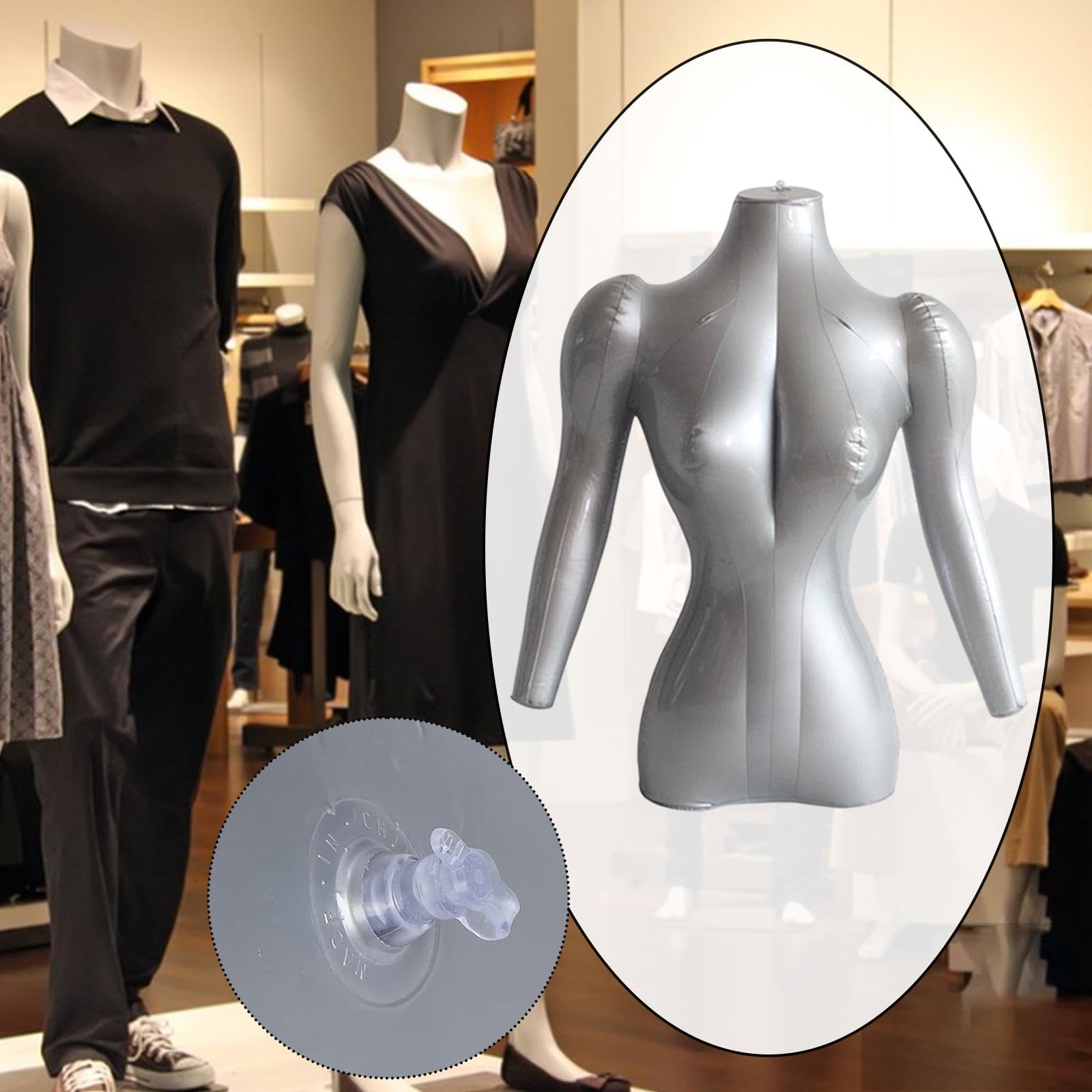Aufblasbare Halb Torso Shirt Form, Präsentationsmodell, Geschenk, Multifunktionale Bekleidungspräsentationsrequisiten für Schals Und Bademode, Frauen mit Hand