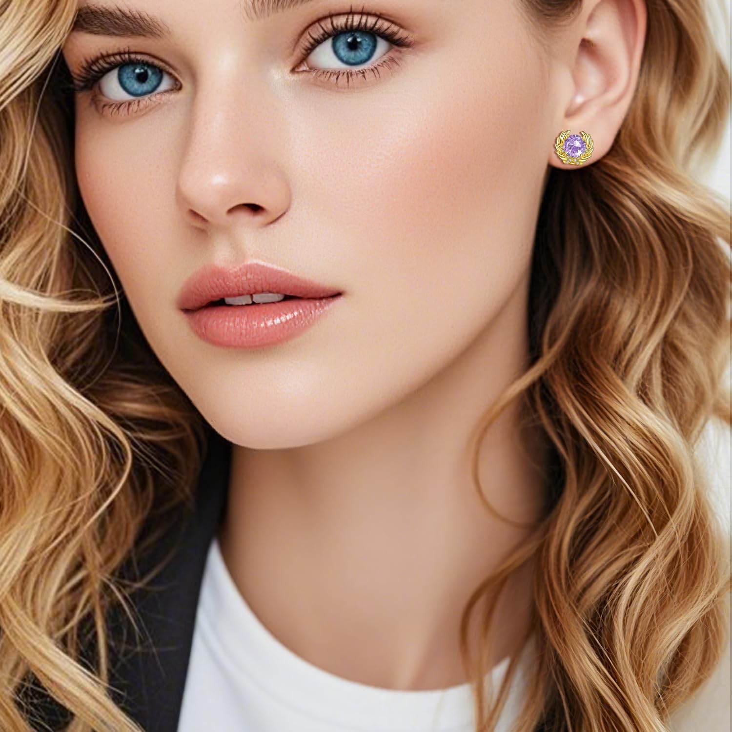 Stud Earrings Angel Wing 925 Sterling Silver Earrings Post Birthstone Earrings Holiday Birthday Jewelry Gifts for Women - Image 4