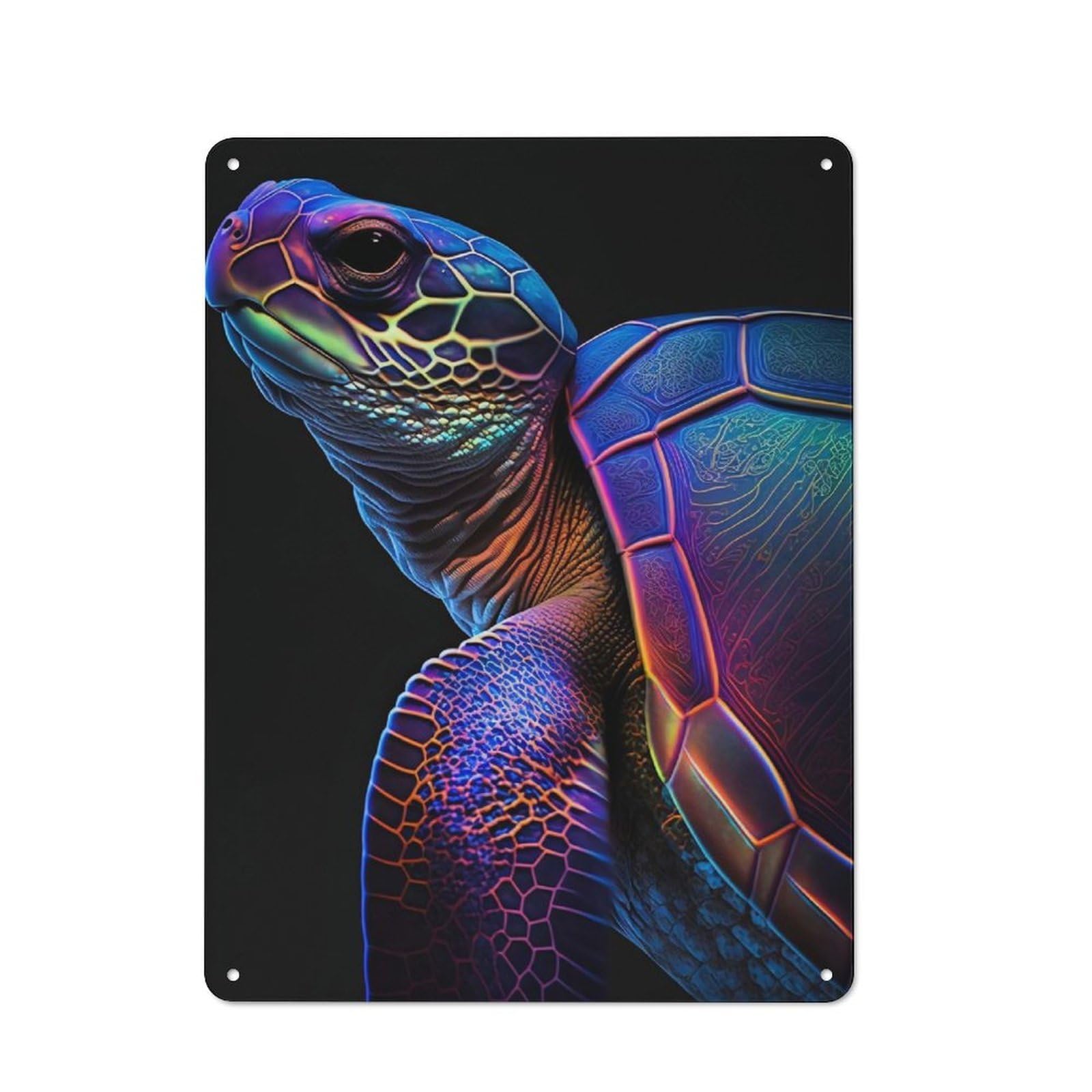 Nostalgic Decorative Tin Sign 40x30cm Featuring Neon Turtle, Old Style Wall Plaque for Kitchen, Hallway, Bar Or Small Cafe