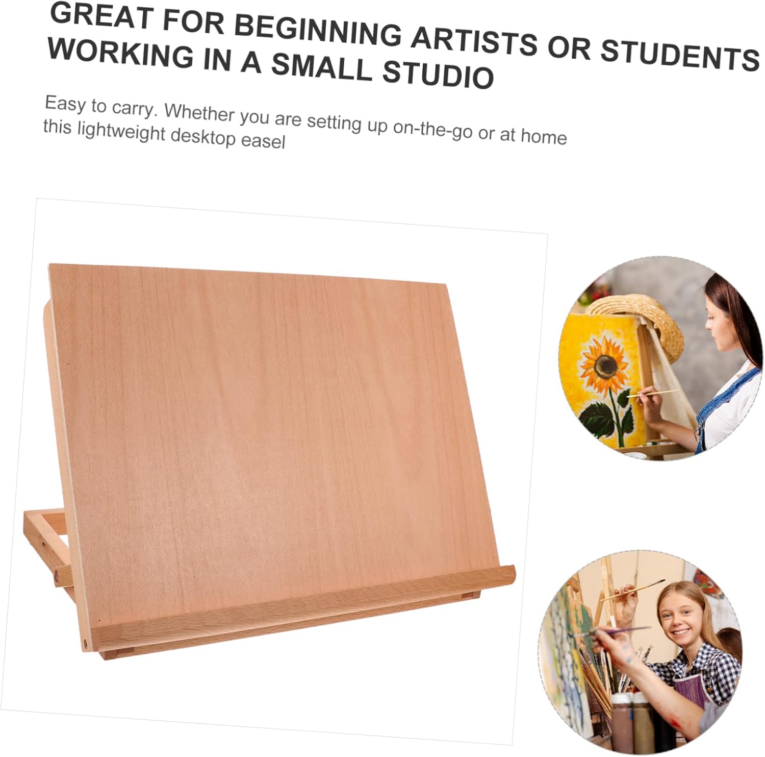 Operitacx Adjustable Sketching Easel Portable Folding Desktop Art Stand for Artists Beginners and Boys and Girls Lightweight Wooden Drawing Board Adjustable Angle for Convenient Painting and