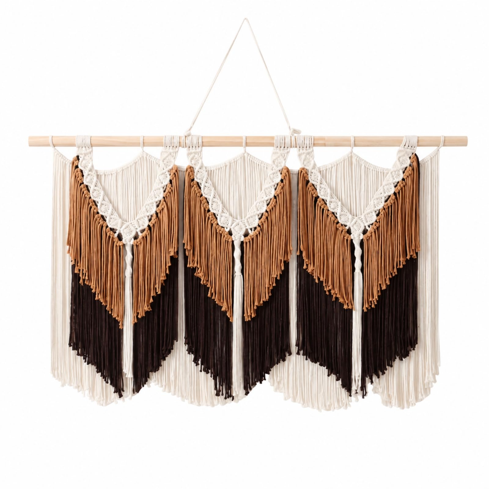 PETSOLA Colgante Pared Cuerda Algodón con Relieve Tapiz Macramé a Mano Tapiz Macramé con Flecos para Estudios, Estilo A
