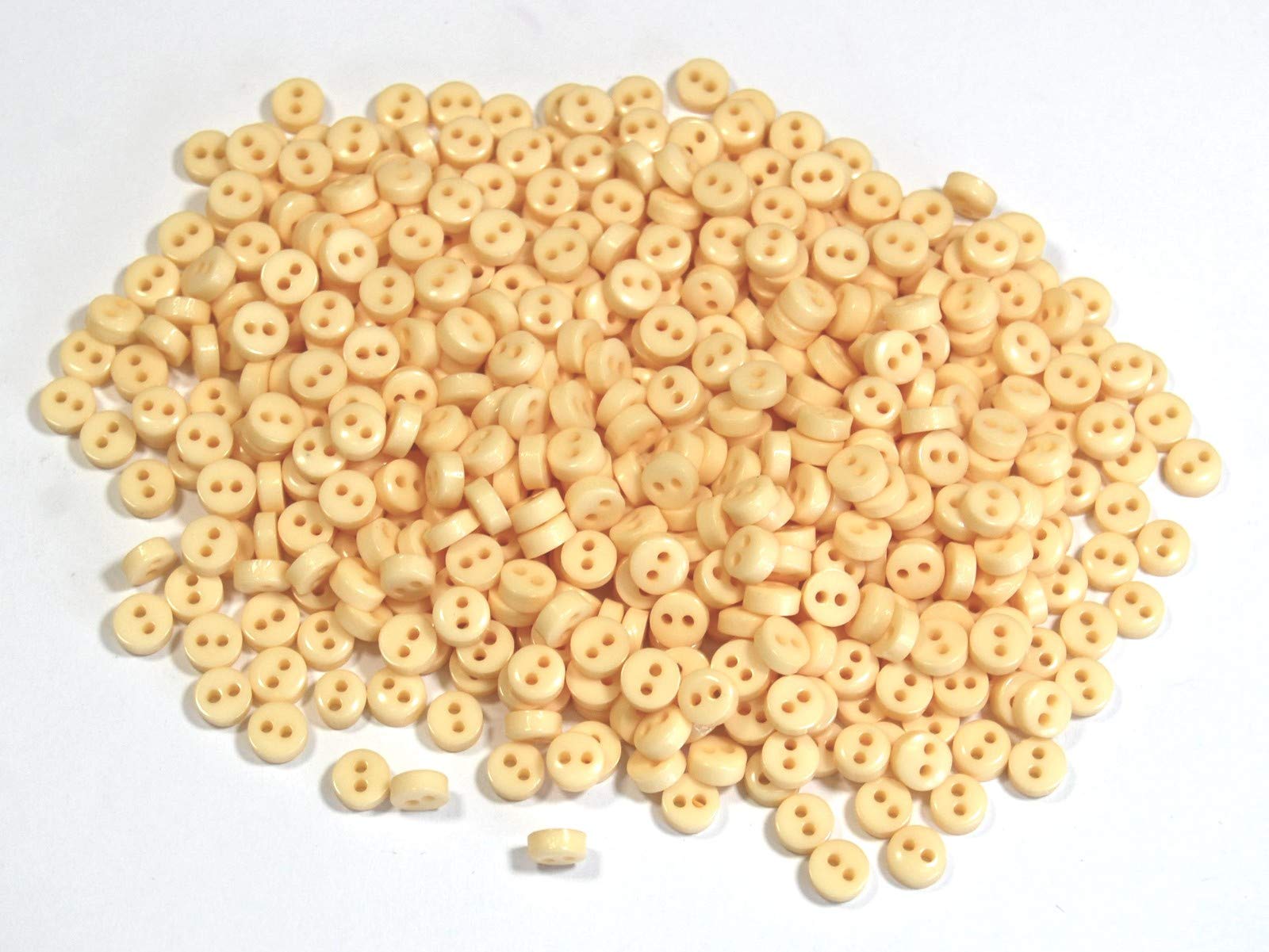 celloexpress 6mm Mini Doll Buttons for Dolls & Soft Toys Clothes - Assorted Colours & Designs (Pack of 2000, 6mm, Circles - Deep Cream) — image 1