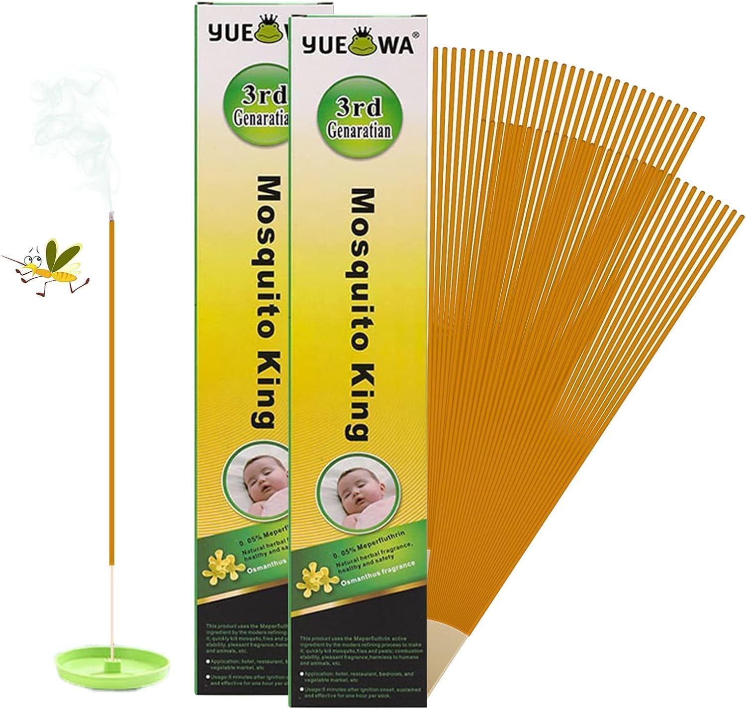 AMOSTBY 60Pcs Mosquito Repellent herbal Incense Sticks,Natural Effective Repellent DEET FREE and Pet Friendly for Indoors Home Office Outdoor Backyard Travel Camping Barbecue