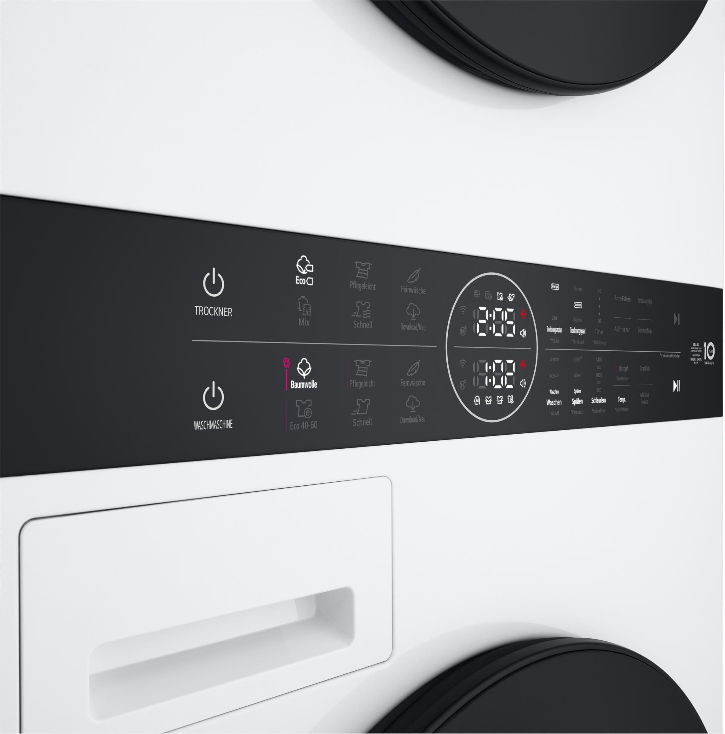 LG WT1210WWF WashTower, Waschmaschine (12 kg, EEK A-10%) und Trockner (10 kg, EEK C) mit One-Touch-Display, TurboWash 360°, AI DD, Dual Inverter Wärmepumpe, Weiß